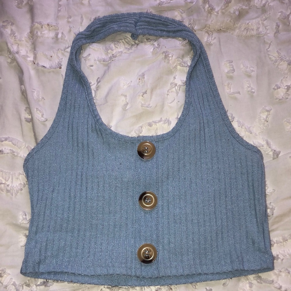 blue romwe halter top